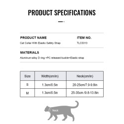 Collier pour chien pour Chat avec Sangle de Sécurité Élastique - TLC5313